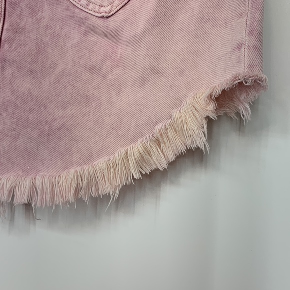 Free People Acid Wash Denim Fringe Hem Jean Mini Skirt Purple Pink Tone Cotton - Picture 5 of 16